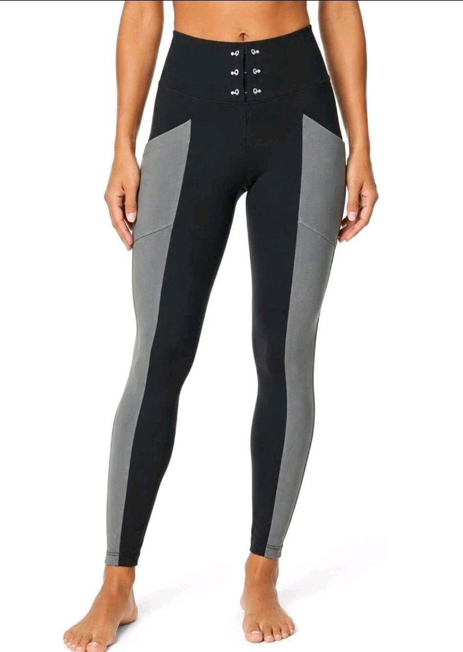 Koral ~Woman Size XS~Black/Gray Mid-Rise Leggings Activewear NWOT.